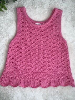 Zara Pink Sweater Knit Tank Top 5/6 Girls EUC
